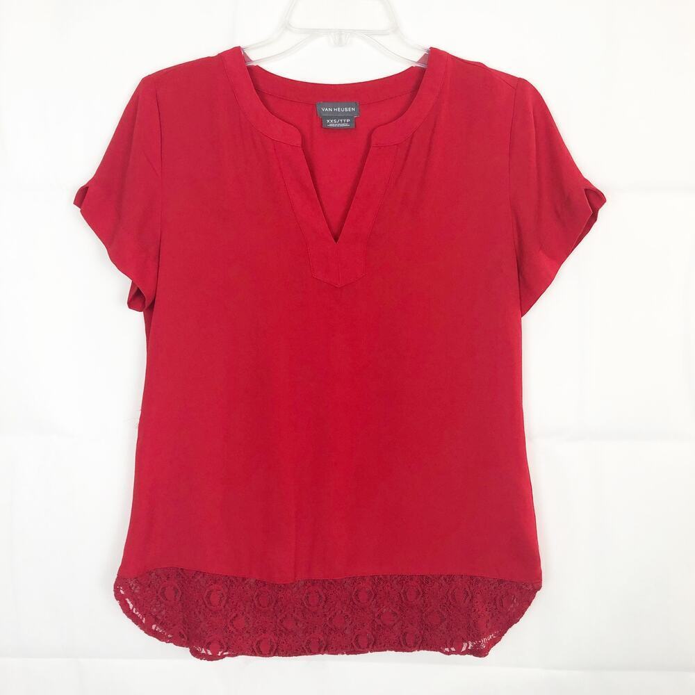Van Heusen Womens Top XXS Chiffon Business Career Office Party Event Dressy Chic